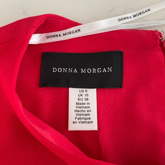 Donna Morgan for Nordstrom Scoop Nk 3/4 Slv Poet/Bell Cuff Poly Dress Bold Red 6 - Picture 10 of 12